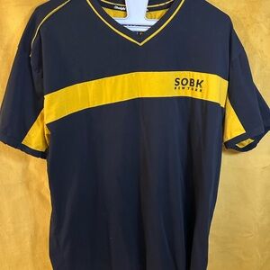 Men's Navy and Yellow Tee
